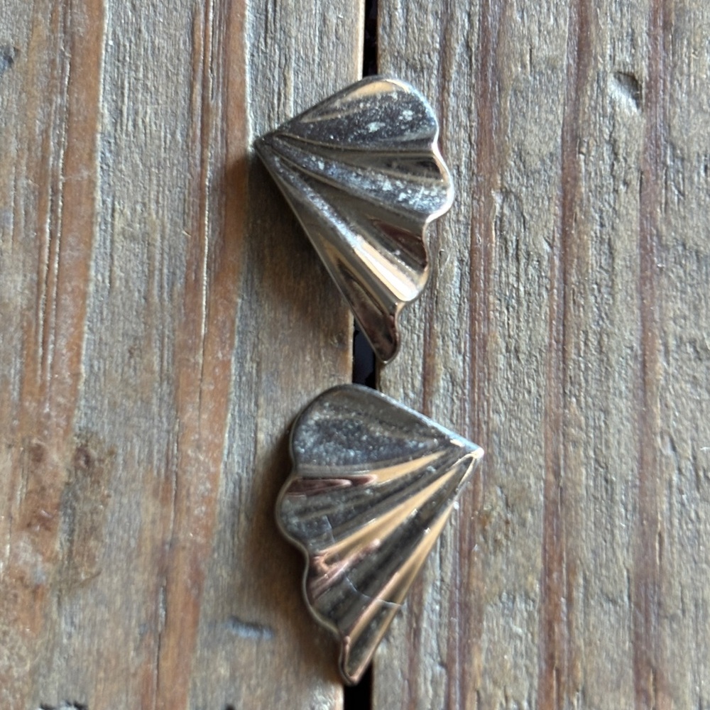 Silver Fan-Shaped Earrings
